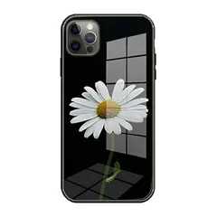 iPhone12ProMax 背面ケース ケース カバー フルカバー 高級 レトロ ガラス ソフト シリコンケース フラワー 花 デイジー 可愛い おしゃれ