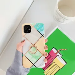 iPhone12ProMax 背面ケース ケース カバー ラグジュアリー メッキ ライン 幾何学模様 大理石 ダイヤモンド ホールドリング マーブル おしゃれ 可愛い