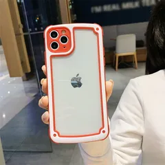 iPhone12ProMax 背面ケース ケース カバー 耐衝撃 TPU ハイブリッド アーマー 保護 ハード 透明 クリア パステルカラー 可愛い シンプル おしゃれ