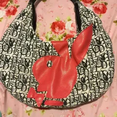 Y2K プレイボーイ ピンク/ブラック モノグラム HOBO BAG デッドストック