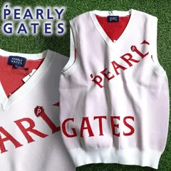PEARLY GATES パーリーゲイツ ゴルフ 吸汗速乾 ローカルポリ メゾンロゴ柄 Vネック ニット ベスト ゴルフウェア レディース 055-2173308 定価2.5万 ホワイト レッド ▲028▼50528w09