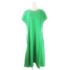 ラコステ LACOSTE ポロワンピース 半袖 鹿の子 ロゴ 36 緑 グリーン /CK32 ■GY61