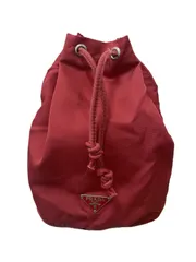 【中古品】PRADA 赤 ナイロン 巾着ポーチ