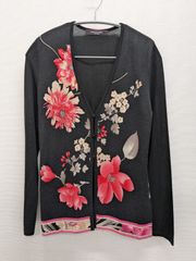 LEONARD レオナール 花柄 半袖カーディガン L 濃紺 総柄 - メルカリ