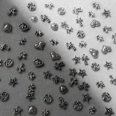パンクネイルアートチャーム 約100個セット ネイルパーツ メタルパーツ 3D 金属部品 デコ レトロ パンク ネイル デザイン用品 リベット装飾部品ビンテージ DIY 手作り アクセサリー