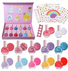 CSDmeewin マニキュア 子供用 はがせるタイプ ネイルポリッシュ ネイルアート用品 12色セット トップコート お誕生日 プレゼント用