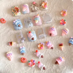 ネイルパーツ ドーナツ 100個セット 3D 立体 可愛い ドーナツ アイスクリーム デザート 樹脂 ネイルストーン 夏 ジェルネイル レジン用 ジュエリーパーツ ネイルアート デコパ ーツ ハンドメイド DIY 手作り