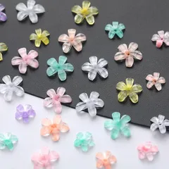 ネイルパーツ 花 約200個入り 3D 立体 お花パーツ 樹脂 可愛い フラワー カラフル ジェルネイル レジン用 ジュエリーパーツ ネイルアート ハンドメイド デコパーツ ランダム色