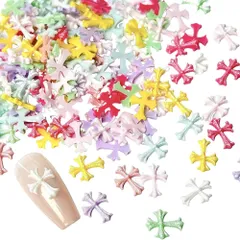 十字架 ネイルパーツ レジンネイルアクセサリー クロス レジン素材 3Dデザイン ジェルネイルパーツ 可愛い ハンドメイド用 手作り DIY デコアクセサリー【約100個セット】