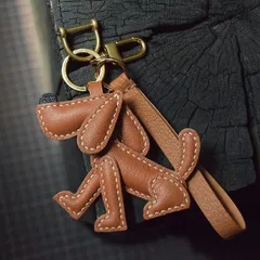 いぬ レザーキーホルダー｜癒し系 犬モチーフ キーホルダー バッグチャーム アクセサリー 革小物 キーリング キーイング 車の鍵 チャーム ストラップ ギフト プレゼント 記念日 お祝い プチギフト 男女兼用 ハンドメイド 天然レザー 手作り SGPJ011