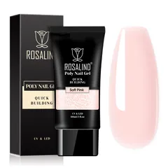 ROSALIND 60ml ソフトピンク ポリネイルジェル、ネイルアート装飾用ポリエクステンションジェル、ネイル増量エクステンション DIY簡単、ピンクネイル強化 UVランプ必要