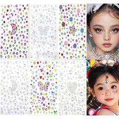 SensaBliss ラインストーンシール 6 枚セット 3D キラキラ 星ハート月蝶 顔面シール フェイスネイル携帯装飾 子供メイク舞台ダンス用 DIY 用品 ハロウィンクリスマス祝日贈り物