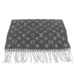 ITCF7SVH53SQ 美品 LOUIS VUITTON ルイヴィトン マフラ- モノグラム グラディエント M71607 ブラック グレー カシミヤ ウール