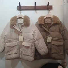 ファー付きダウン アウター *택1)アイボリー/ブラウン