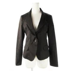 コムサデモード COMME CA DU MODE ジャケット テーラード ダブルカラー 背抜き 麻混 リネン混 ツヤ感  ハイストレッチ エレガント 焦げ茶 ダークブラウン /CK6