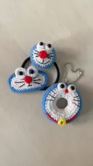 ドラえもん ヘアゴム キーホルダー バッグホルダー ハンドメイド 手編み 3種セット