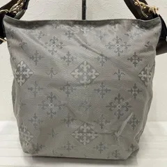 8782　russet　ラシット　トートバッグ　 2way　ショルダーバッグ　モノグラム　 総柄　グレー✕ネイビー系　ナイロン　 レザー　レディース