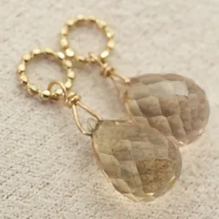 アガット スモーキークォーツ ドロップ ピアスチャーム K10/25-2950