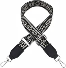 ａｄｚｕ ショルダーベルト レディース バッグ用 ショルダーストラップ 幅広 太め 付け替え 調整可能 3.8cm (ブラック/シルバー)