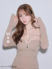 グレージュ [GL4143-BLGY-2601]【ROBE de FLEURS Glossy/ローブドフルール グロッシー】長袖/ ラメニット / ボレロセット / タイト/ ミニドレス / キャバドレス/ Andy/ AngelR