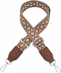 ａｄｚｕ ショルダーベルト レディース バッグ用 ショルダーストラップ 幅広 太め 付け替え 調整可能 3.8cm (ブラウン/シルバー)