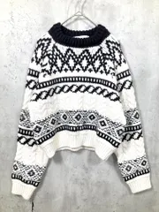 ZARA ザラ 6771/164/064 長袖 ニット セーター sizeL/白×黒  ◇■レディース