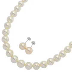 (ラスト1点) Φ7-9mm/Φ8.5-9mm/連ネックレス×ピアスセット･アコヤ真珠/Japan Pearl/養殖真珠･真珠（パール）その他ジュエリー/Pt900-42.9g【♀】【N】【レディース】★■597731【中古】