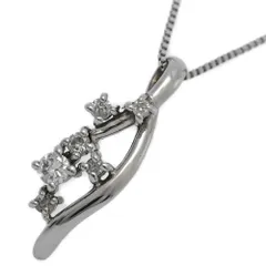 (ラスト1点) 0.08ct/6P･ダイヤモンド ネックレス･ペンダント/K10WG/416-1.2g/ホワイトゴールド/シンプルデザイン/プレゼント/記念日【♀】【S】【レディース】★■598747【中古】