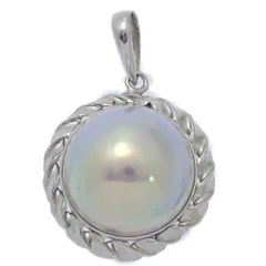 (ラスト1点) Φ14.8mm/黒蝶真珠/クロチョウ/タヒチパール/パール・ネックレス・ペンダント/K14WG/585-3.6g/ホワイトゴールド 翌日配送可【♀】【A】【レディース】★■600421【中古】