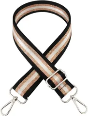 ａｄｚｕ ショルダーストラップ ショルダーベルト バッグ用 付け替え 太め 調節可能 肩掛け 2WAY レディース 紐 (ストライプ ブラック x シルバー)