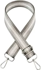 ａｄｚｕ ショルダーストラップ ショルダーベルト バッグ用 付け替え 太め 調節可能 肩掛け 2WAY レディース 紐 (ストライプ グレー x シルバー)