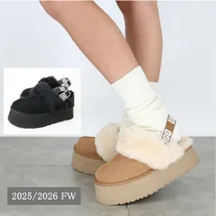 ■UGG アグ FUNKETTE ファンケット 1113474 プラットフォームサンダル レディース スウェード シープスキン スリッポン ファー ストラップ 厚底 靴 ロゴ サンダル