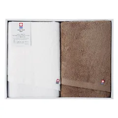 【ギフト】[タオル類]今治 ピュアカラー 甘撚りバスタオル2P ブラウン