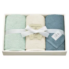 【ギフト】[タオル類]綿雪のようなタオル ベルベットギフト フェイスタオル3P ブルーグリーン