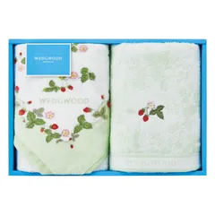 【ギフト】[タオル類]ウェッジウッド ワイルドストロベリー フェイスタオル2P グリーン