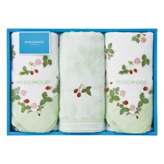 【ギフト】[タオル類]ウェッジウッド ワイルドストロベリー フェイスタオル3P グリーン