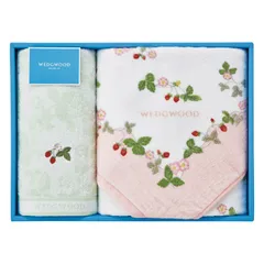 【ギフト】[タオル類]ウェッジウッド ワイルドストロベリー バスタオル&フェイスタオル ピンク