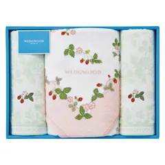 【ギフト】[タオル類]ウェッジウッド ワイルドストロベリー バスタオル&フェイスタオル2P ピンク
