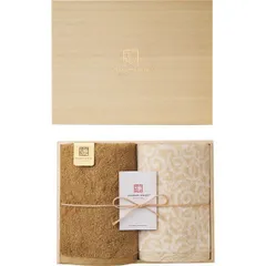 【ギフト】[タオル類]今治謹製 紋織タオル×極上タオル フェイスタオル2枚セット(木箱入) グリーン