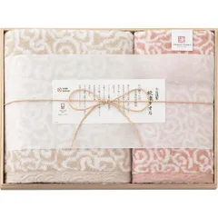 【ギフト】[タオル類]今治謹製 紋織タオル バス・フェイス・ウォッシュタオルセット(木箱入) ピンク