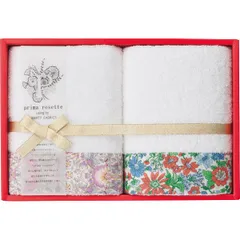 【ギフト】[タオル類]プリマロゼッタ フェイスタオル2枚セット ピンク・グリーン