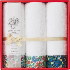 【ギフト】[タオル類]プリマロゼッタ フェイスタオル3枚セット イエロー・グリーン・ネイビー