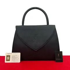 極 美品 YVES SAINT LAURENT イヴ・サンローラン ヴィンテージ YSL ロゴ レザー 本革 ハンドバッグ トートバッグ ブラック 04582