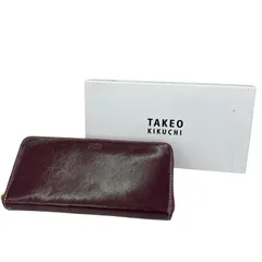 186000 TAKEO KIKUCHI タケオキクチ ラウンドファスナー アカ レザー