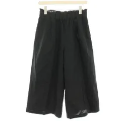 サマンサモスモス SM2 タグ付き ワイドパンツ ガウチョパンツ イージー F 黒 ブラック 無地 麻 リネン混 クロップド /HN ■GY61