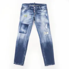 美品☆DSQUARED2 ディースクエアード 22SS S75LB0589 コットン デザイン デニムパンツ インディゴブルー 40 イタリア製 正規品 レディース
