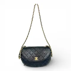CHANEL シャネル チェーンショルダーバッグ マトラッセ ハーフムーン ココマーク ラムスキン