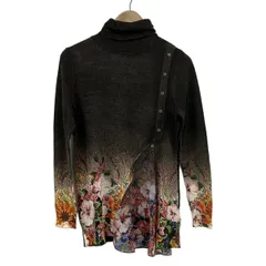 デシグアル チュニック サイズXL レディース - ダークブラウン×ブルー×マルチ タートルネック/長袖/ニット/花柄/ラインストーン