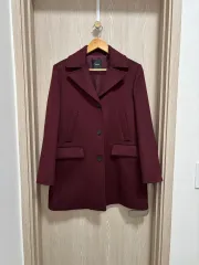ほぼ新品)セオリー レディース カシミア ブレンド 4ポケット ハーフコートM/バーガンディ