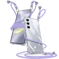 Galaxy A54 5G ケース クリア ショルダー ギャラクシーA54 スマホケース 肩掛け 斜めかけ 縄掛けケース 透明 薄型 軽量 TPU+PC 携帯ケース 紐付き 長さ調整可能 取り外し可能 落下防止 紛失防止(パープル)R1 295
